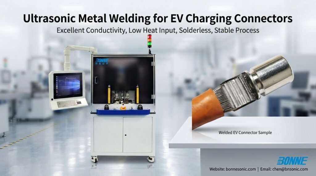 Ultrasonic metal welding for EV charging connectors